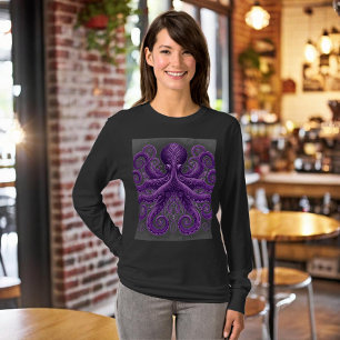 T-shirt Pieuvre violette Steampunk victorien Kraken 