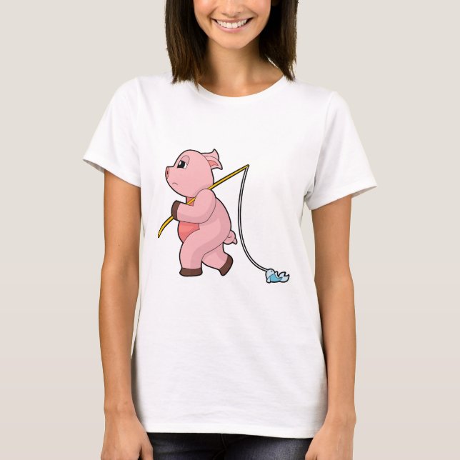 T-shirt Pig Angler Fish Fishing (Devant)