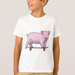 T-shirt Pig as skater avec skate