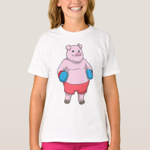 T-shirt Pig at Boxing with Boxing gloves