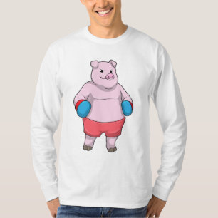 T-shirt Pig at Boxing with Boxing gloves