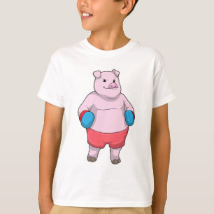 T-shirt Pig at Boxing with Boxing gloves