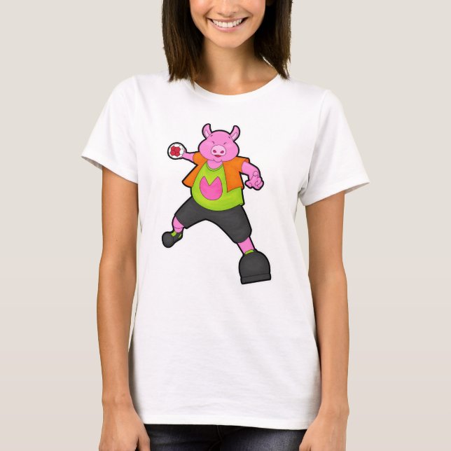 T-shirt Pig at Handball player avec Handball (Devant)