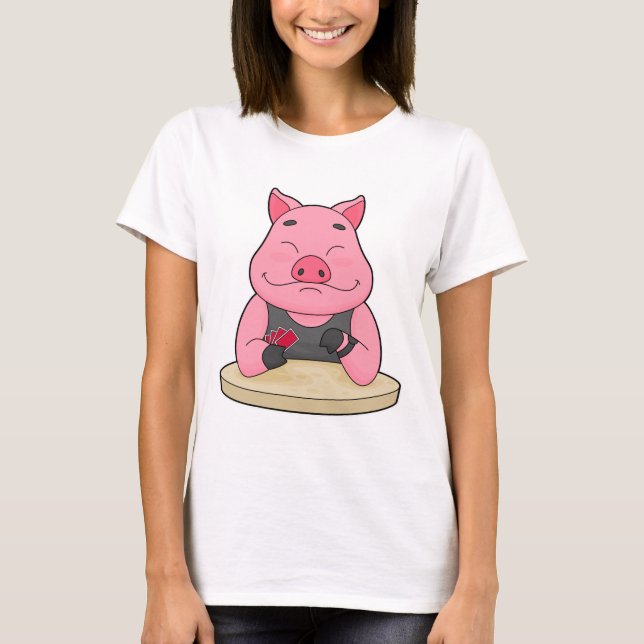 T-shirt Pig au Poker avec cartes de Poker (Devant)