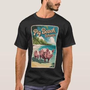 T-shirt Pig Beach Bahamas Travel Art Vintage