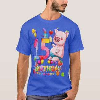 T-shirt Pig Birthday Party 15 Year Old Boy 15th Pig Birthd