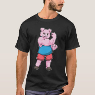 T-shirt Pig comme Bodybuilder avec grand bras Supérieur