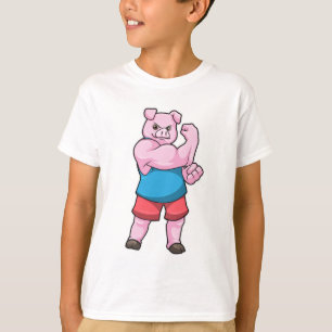 T-shirt Pig comme Bodybuilder avec grand bras Supérieur