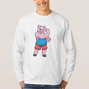 T-shirt Pig comme Bodybuilder avec grand bras Supérieur