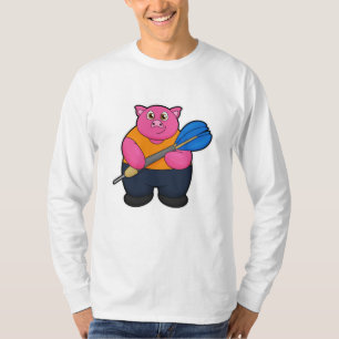 T-shirt Pig comme joueur de fléchettes avec fléchettes