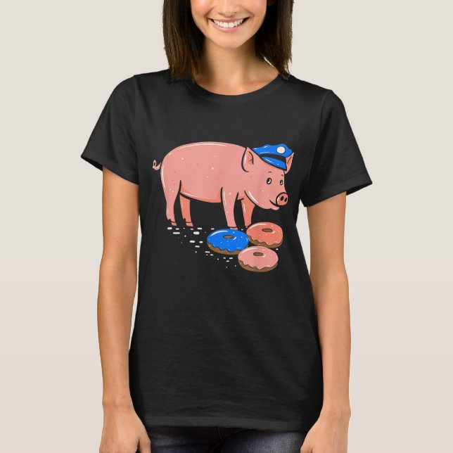 T-shirt Pig Cop Funky Agent de police Doughnut (Devant)