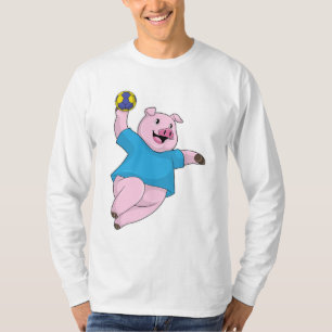 T-shirt Pig en tant que joueur de handball avec Handball