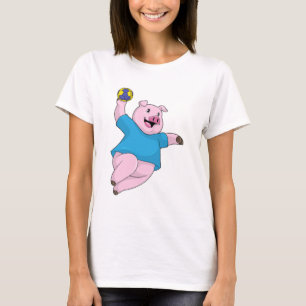 T-shirt Pig en tant que joueur de handball avec Handball