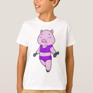 T-shirt Pig Fitness Dumbbell