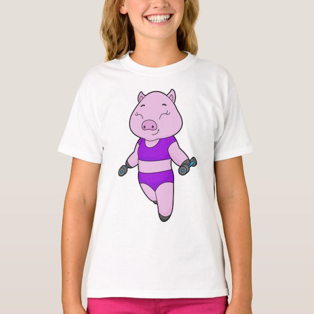 T-shirt Pig Fitness Dumbbell (Devant)