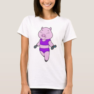 T-shirt Pig Fitness Dumbbell