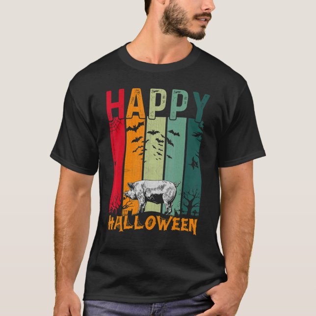 T-shirt Pig Girls Boys Retro Style Halloween Dîner Partie (Devant)