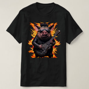 T-shirt Pig Metal Guitare I Jambon Rock et Roll Musicien H