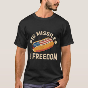 T-shirt Pig Missiles Et Dom 4 Juillet Hot Dog Patriotique