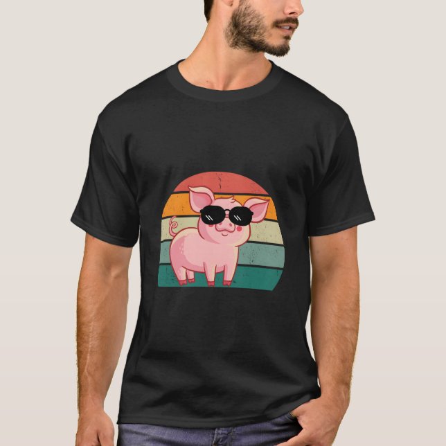 T-shirt Pig Wearing Sunglasses Pig (Devant)