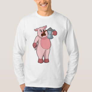 T-shirt Pig with coffee pot