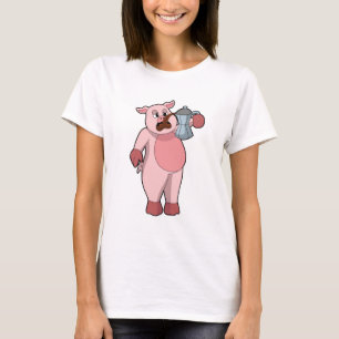 T-shirt Pig with coffee pot