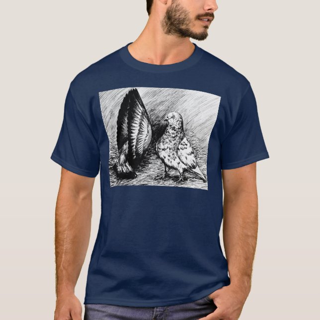 T-shirt Pigeons de rouleau de salon (Devant)