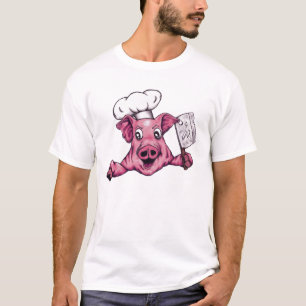 T-shirt Piggy The Hamiciac Maniac Funny Chef Pig Art