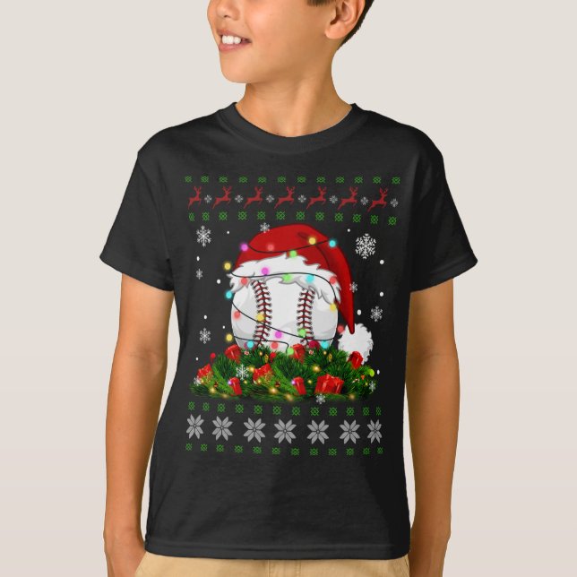 T-shirt Pignon de Noël doux feux de pyjama de baseball spo (Devant)
