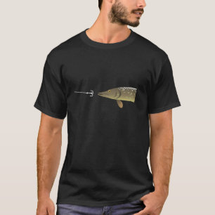 T-shirt Pike Hunter Pêcheur Design Pike Motif Long Sleev