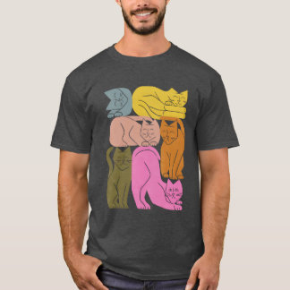 T-shirt Pile de chats fille