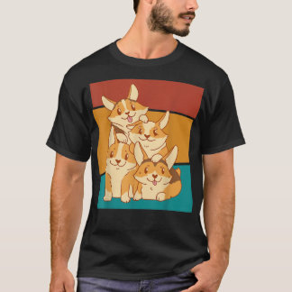 T-shirt Pile de Chien de Corgi vintage