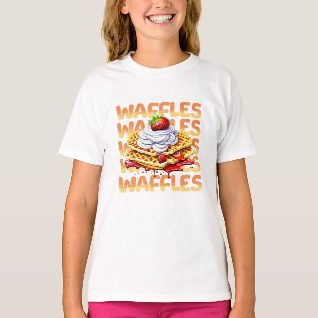 T-shirt Pile de gaufres recouverte de fraises (Devant)