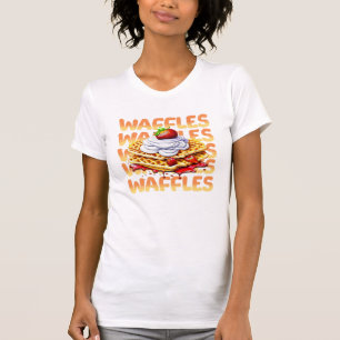 T-shirt Pile de gaufres recouverte de fraises