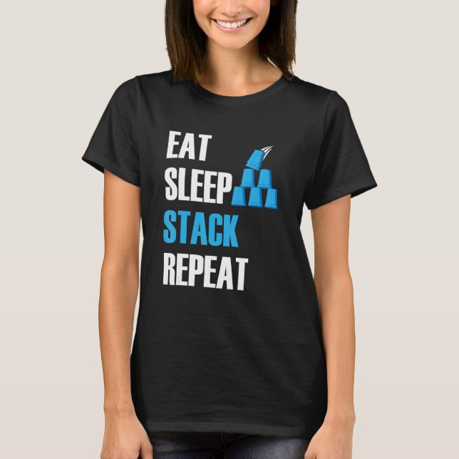 T-shirt Pile De Vitesse Tasses Vitesse Stacking Tasses Vit (Devant)
