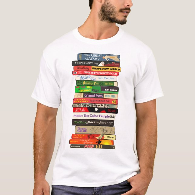 T-shirt Pile Livres Interdits Classiques (Devant)