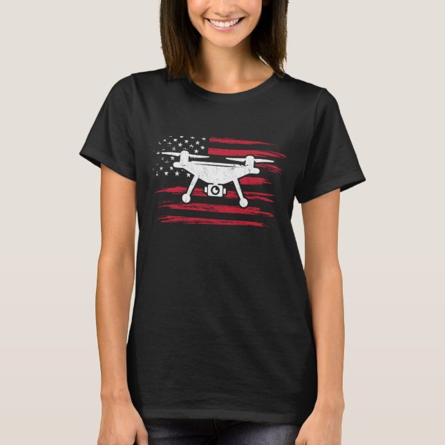 T-shirt Pilote américain de drone Drapeau Opérateur améric (Devant)