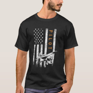 T-shirt Pilote américain Drapeau conception d'avion