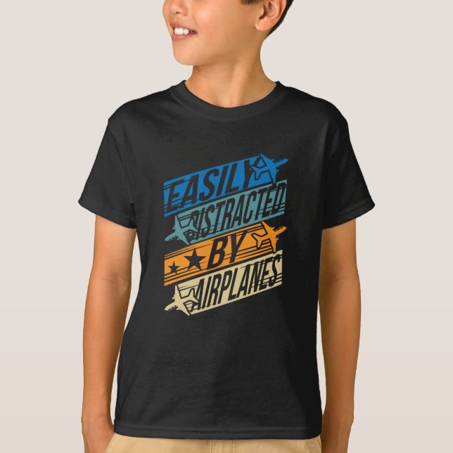 T-shirt Pilote-Aviateur amusant - Distrait par les avions (Devant)