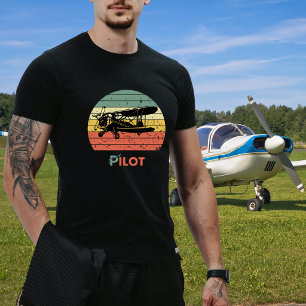 T-shirt Pilote d'avion d'anniversaire Rétro Vintage Couche
