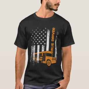 T-shirt Pilote de bus patriotique USA American Flag School
