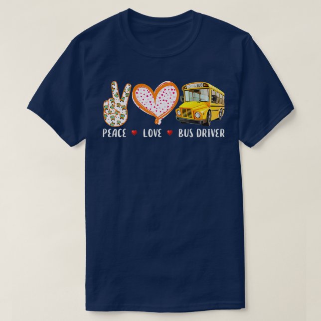 T-shirt Pilote de bus Peace love 2 (Design devant)