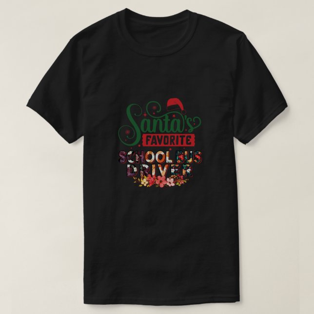T-shirt Pilote de bus scolaire favori père Noël (Design devant)