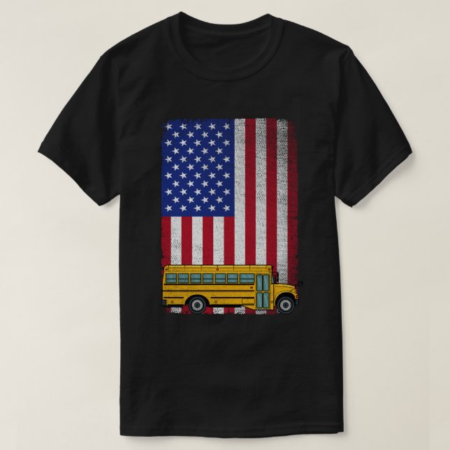 T-shirt Pilote de bus scolaire Usa American Flag Pilote de (Design devant)