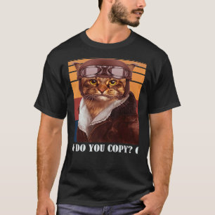 T-shirt Pilote de chat rétro MEOW Kitty Propriétaire de fo