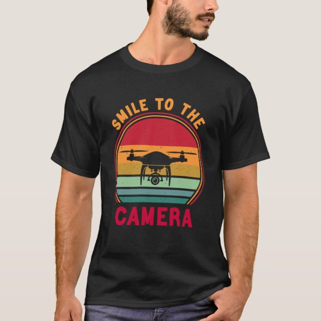 T-shirt Pilote De Drone Souriez À La Caméra FPV Quadcopter (Devant)
