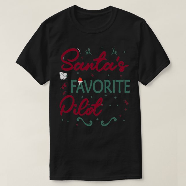 T-shirt Pilote de Noël favori de Santas (2) (Design devant)