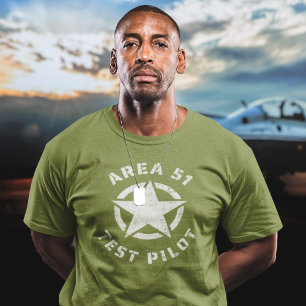 T-shirt Pilote d'essai de la zone de cool 51 - Drôle Alien