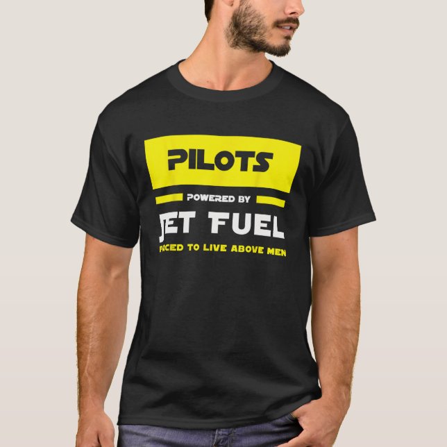 T-shirt Pilotes Actionnés Par Jet Fuel Airline Hélicoptère (Devant)