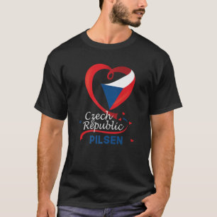 T-shirt Pilsen République Tchèque Drapeau Cardiaque Lion T